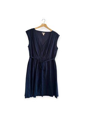 J. Crew Navy Blue Cotton Eyelet Midi Dress, Size 12